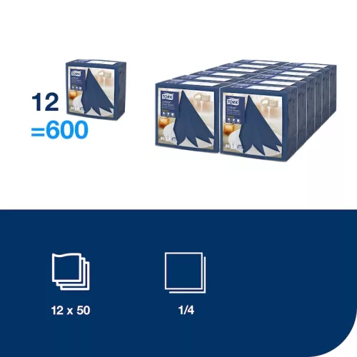 LinStyle textilhatású szalvéta SÖTÉTKÉK, 39x39cm, 50db/csom ( 12csom./kart.) Tork Premium