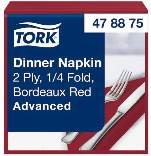 Szalvéta BORDÓ 39x39cm 2 rétegű 150lap/csomag (12csom/kart.) Tork Advanced