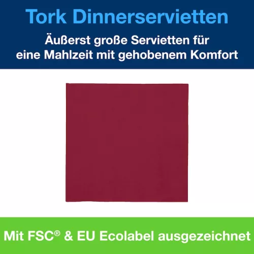 Szalvéta BORDÓ 39x39cm 2 rétegű 150lap/csomag (12csom/kart.) Tork Advanced