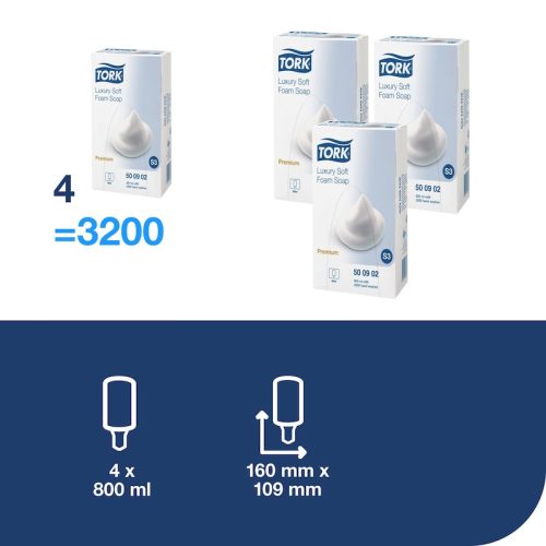 Tork Premium habszappan 800ml S3 rendszer (4 db/kart)
