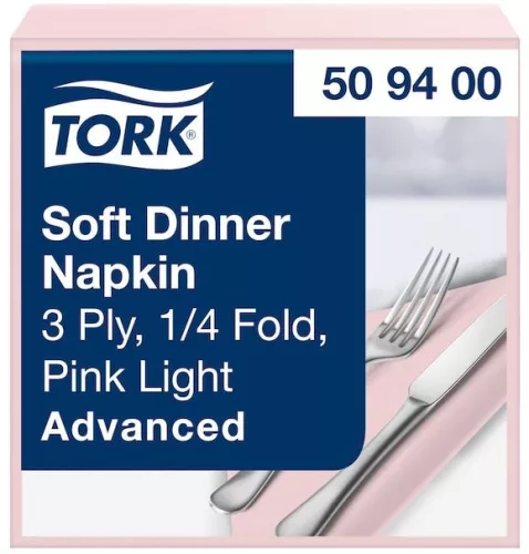 Szalvéta Halvány rózsaszín 39x39cm 3réteg. 100db/csomag, 12csomag/karton Tork Advanced