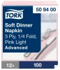 Szalvéta Halvány rózsaszín 39x39cm 3réteg. 100db/csomag, 12csomag/karton Tork Advanced