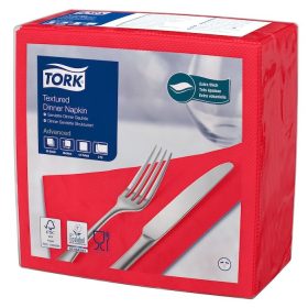   Texturált Dinner szalvéta PIROS 39x39cm 50lap/csom. Tork (20csom./kart)