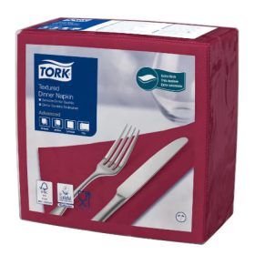   Texturált Dinner szalvéta BORDÓ 39x39cm, 50lap/csomag Tork (20csom./kart)