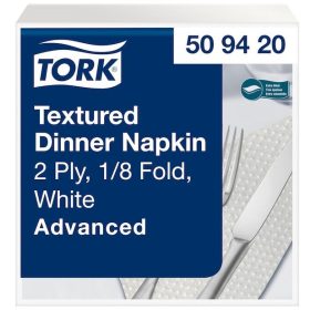   Texturált FEHÉR Dinner szalvéta 39x39cm 1/8 hajtás 50lap/csomag Tork (20csom./kart)