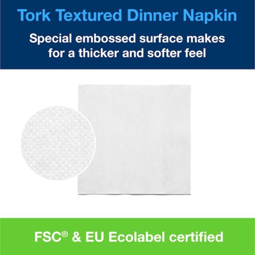 Texturált FEHÉR Dinner szalvéta 39x39cm 1/8 hajtás 50lap/csomag Tork (20csom./kart)