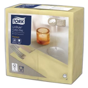   Linstyle textilhatású szerviz-szalvéta PEZSGŐ szín 12x50db/karton Tork Premium