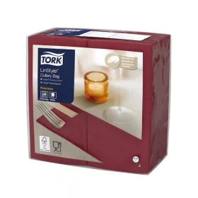   Linstyle textilhatású szerviz-szalvéta BORDÓ 39x39cm 50db/csom. (12csom/kart.) Tork Premium