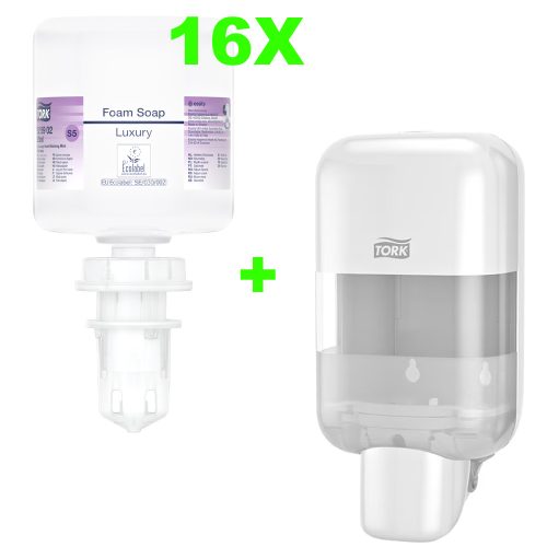 Tork Akciós csomag Mini Luxus habszappan 525 ml + S5 mini adagoló