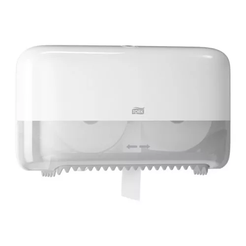 OptiServe® duplatekercses Mid-size, belsőmag nélküli toalettpapír-adagoló, FEHÉR, T7 rendszer, Tork