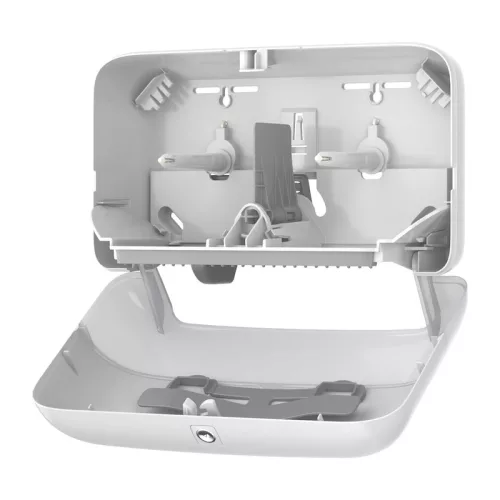 OptiServe® duplatekercses Mid-size, belsőmag nélküli toalettpapír-adagoló, FEHÉR, T7 rendszer, Tork ÚJ modell