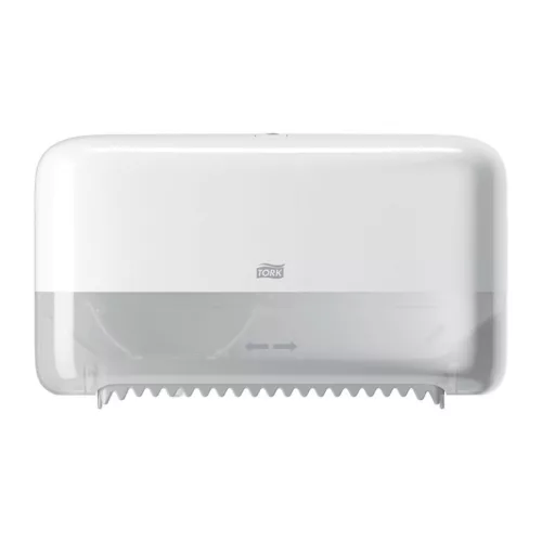 OptiServe® duplatekercses Mid-size, belsőmag nélküli toalettpapír-adagoló, FEHÉR, T7 rendszer, Tork ÚJ modell
