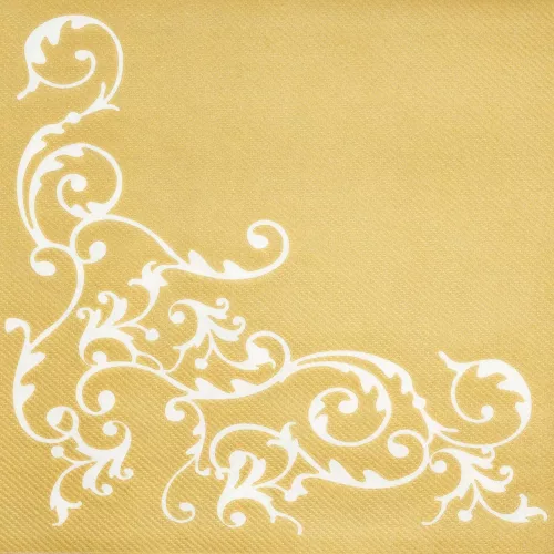 Szalvéta Textilhatású POMP Arany-Fehér mintás 40x40cm  50db/csomag