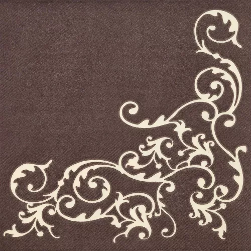 Szalvéta Textilhatású POMP BARNA-KRÉM mintás 40x40cm 50db/csomag