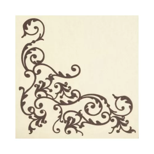 Szalvéta Textilhatású POMP BARNA-KRÉM mintás 40x40cm 50db/csomag