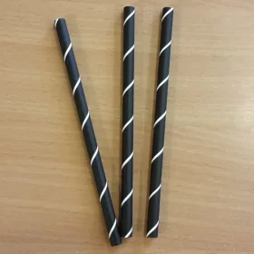   Szívószál PAPÍR fekete csavart  rövid 7mmx15cm 250db/csomag