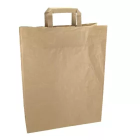   Papírtáska 12x32x41 szalagfüles, barna ( Talp x szélesség x magass.)