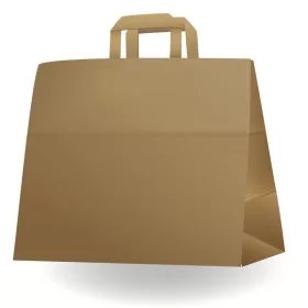   Papírtáska 17x26x25 szalagfüles barna széles Gastro méret  ( Talp x szél. x mag.)