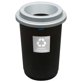   ECOBIN kerek szemetes 50liter FEKETE/ szürke tölcsér tetővel  41x41x59,5cm