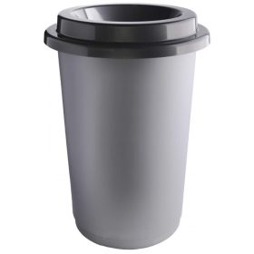   ECOBIN kerek, hengeres szemetes SZÜRKE,  Fekete tölcsér tetővel, 50 liter