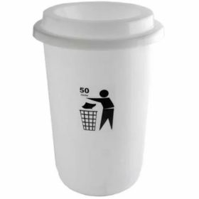   ECOBIN kerek, hengeres szemetes, tölcsér tetővel, FEHÉR 50 liter