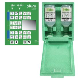   Szemkimosó állomás dobozban 2x500ml PLUM szemkimosó folyadékkal +tükör+piktogram*