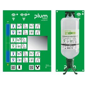   Plum DUO szemkimosó állomás 1000 ml elsősegély szemkimosóval falitartóval és piktogrammal