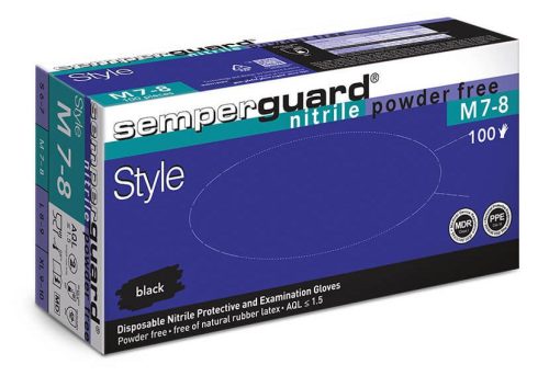 Semperguard Style FEKETE púdermentes Nitril Kesztyű M méret 100db/csomag (új név:Semperguard Sapphire XP)