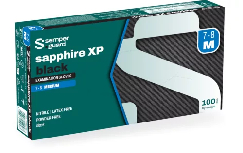Semperguard Sapphire XP Black  M méret FEKETE púdermentes Nitril Kesztyű 100db/csomag (régi név:Semperguard Style)