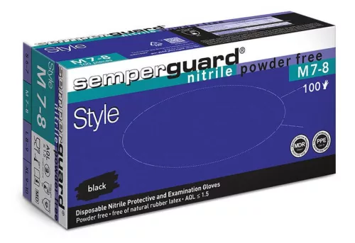 Semperguard Sapphire XP Black  M méret FEKETE púdermentes Nitril Kesztyű 100db/csomag (régi név:Semperguard Style)