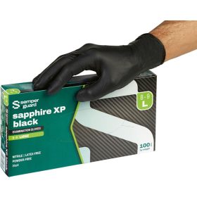   Semperguard Sapphire XP Black L méret  FEKETE púdermentes Nitril Kesztyű 100db/csomag (régi név:Semperguard Style)*