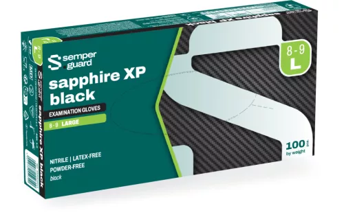 Semperguard Sapphire XP Black L méret  FEKETE púdermentes Nitril Kesztyű 100db/csomag (régi név:Semperguard Style)*