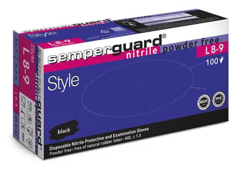 Semperguard Sapphire XP Black L méret  FEKETE púdermentes Nitril Kesztyű 100db/csomag (régi név:Semperguard Style)*