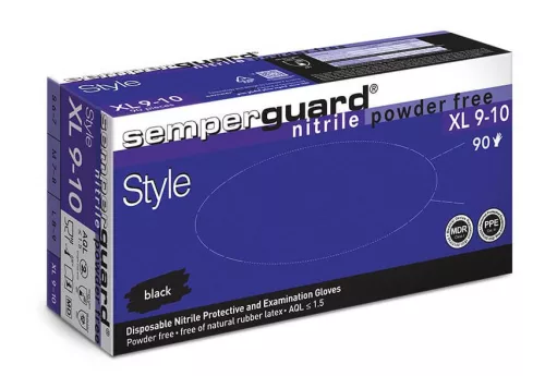 Semperguard Sapphire XP Black XL méret FEKETE púdermentes Nitril Kesztyű  90db/csomag (régi név:Semperguard Style )