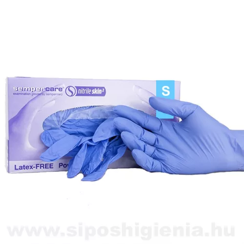 Sempercare NITRILSKIN2 KÉK púdermentes Nitril Kesztyű S méret 200db/doboz (új név:Sempermed Velvet)