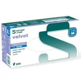   Sempermed Velvet KÉK púdermentes Nitril Kesztyű M méret 200db/doboz (régi név: Sempercare NITRILSKIN2)