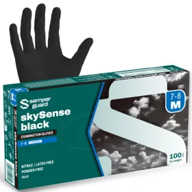   Semperguard SkySense BLACK M méret  FEKETE púdermentes Nitril Kesztyű 100db/csomag
