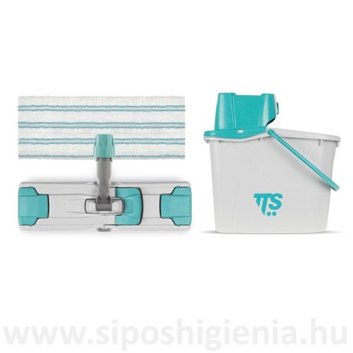 Kit: Uni Junior frame with ring nut, 35 cm Soft Band flat mop and 14 L single bucket with wringer
