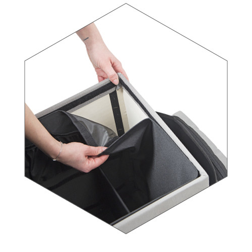  H-Cube Basic  Service trolley equipped with movable tray and multipurpose pockets, with hook and strap tape band to attach tools and movable dividers