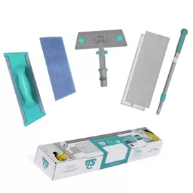   Clean Glass - PRO Kit ( tépőzáras tartó + nyeles tartó+ mikroszálas mop2 db + mikroszálas kék mop 1 db+ teleszkópnyél)