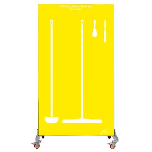 Árnyéktábla kerekes kétoldalas Sárga háttér/fehér árnyék 2000x1150mm Vikan