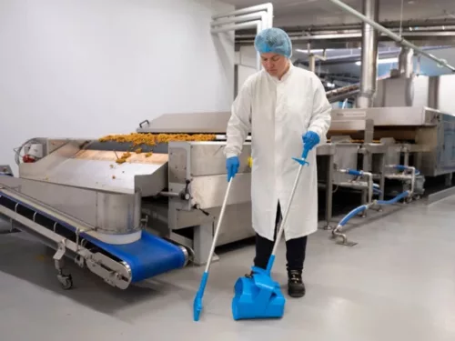 Nyeles zárható szemeteslapát seprűvel 350mm KÉK Vikan