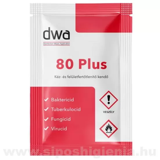 DWA 80 Plus kéz- és felületfertőtlenítő kendő egyesével csomagol
