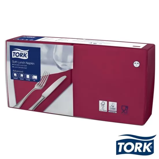 Tork Soft Bordeaux Red Lunch Napkin 3ply 33x33cm